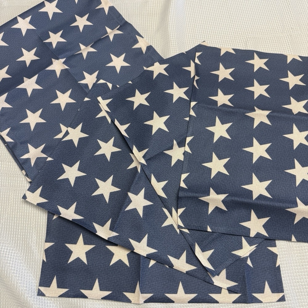 Ambesonne 4 Placemats & 72" Table Runner Navy Blue Stars 4th July Memorial Day